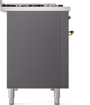 ILVE Nostalgie II 48-Inch Freestanding Natural Gas Dual Fuel Range in Matte Graphite with Brass Trim (UP48FNMPMGG)