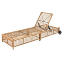 Parrot Uncle Outdoor Lounge Chair, Patio Chaise Lounge with 5-Position Backrest, Rattan Outdoor Lounge Chair with Cushion and Wheels for Poolside, Backyard, Garden