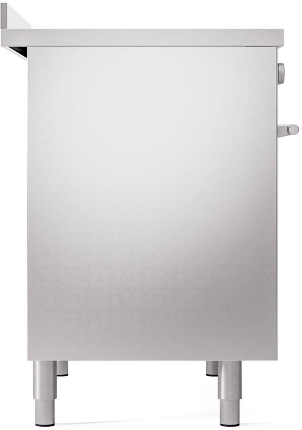 Stainless steel range side panel with adjustable feet on the base