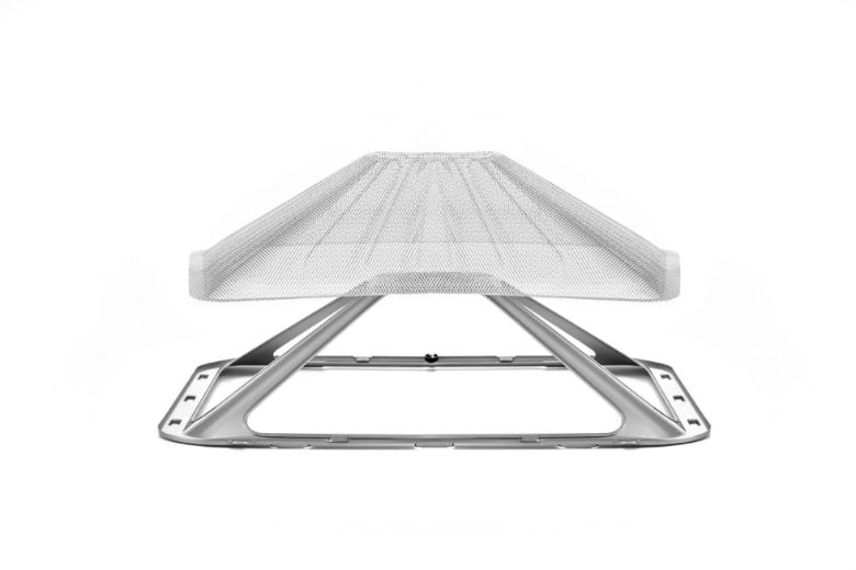 Range hood integrated filter with gray metal frame and white mesh cover