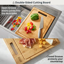 Forno Acqua 33-Inch Drop-In/Undermount 3 Level Workstation Sink with Faucet, Waterfall & Glass Rinser (E-ZP30)