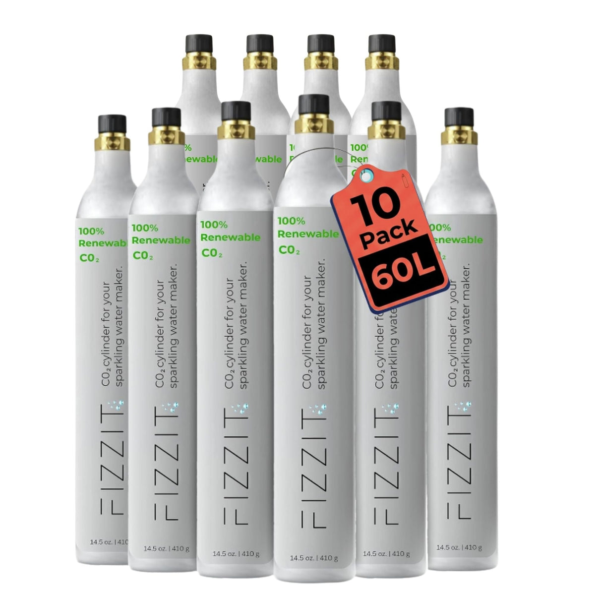 Fizzit 60L CO2 Cylinder Bulk Pack for Threaded Soda Makers
