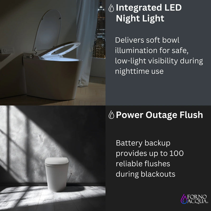 Forno Acqua Luxurious Super Smart Toilet, Includes Bidet, Heated Seat, Auto Flush, Auto Lid, Powerful Flush, Ideal for Master Bathrooms (CSTE01)
