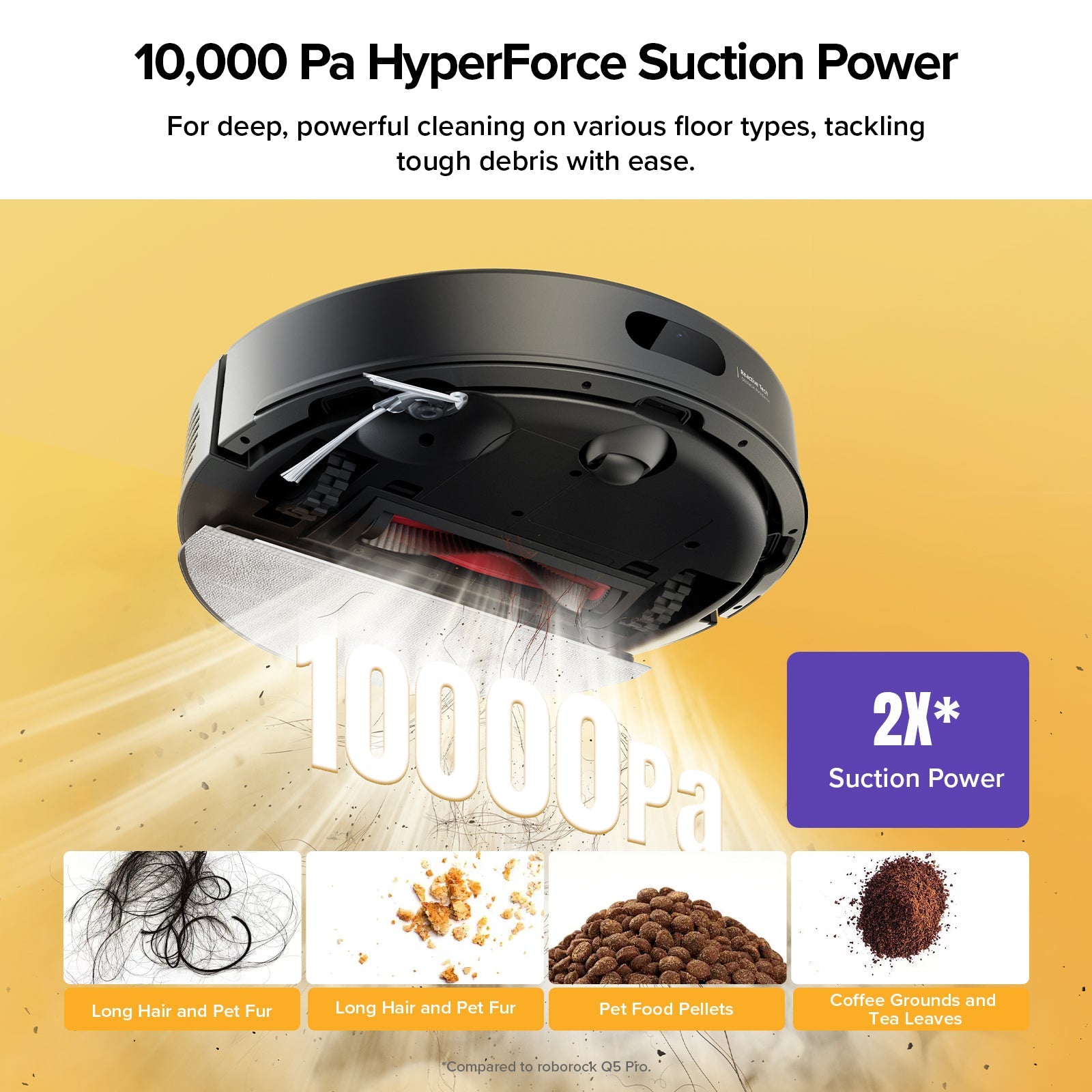 Black robot vacuum underside view with spinning suction area