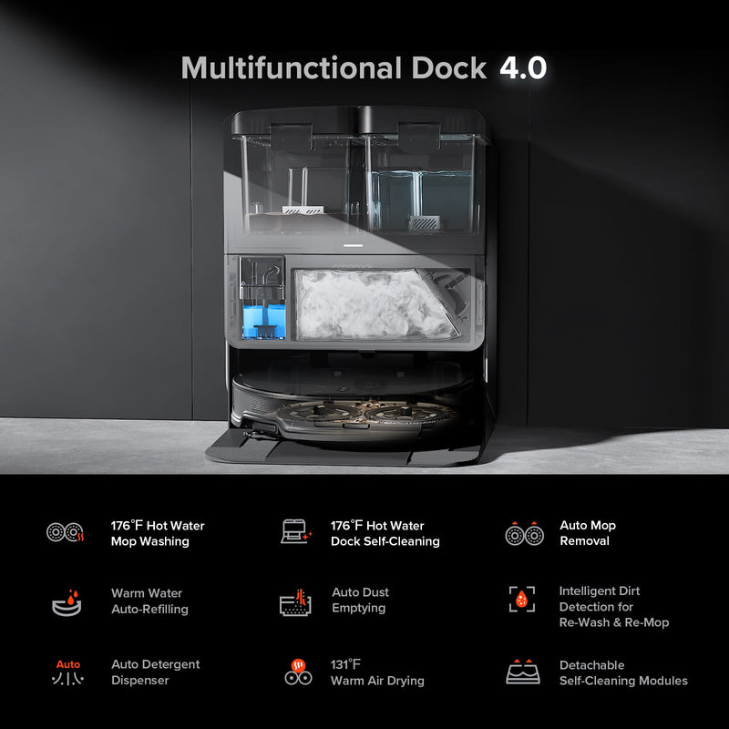 Roborock Saros 10R Ultra-Slim Robot Vacuum with Multifunctional Dock 4.0 and Dual Anti-Tangle Brush System (RR-Saros10R5-M2)