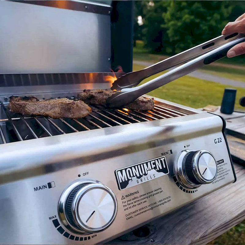 Monument Table Top Propane Gas Grill in Stainless Steel with 2 Burners (G22)