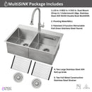 Forno Acqua 33-Inch Drop-In/Undermount 50/50 Double Bowl Stainless Steel Sink with Faucet & Waterfall (G-ZN30)