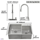 Forno Acqua 33-Inch Drop-In/Undermount 40/60 Double Bowl Stainless Steel Sink with Waterfall Faucet (H-XN30)