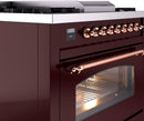 ILVE Nostalgie II 36-Inch Freestanding Natural Gas Dual Fuel Range in Burgundy with Copper Trim (UP36FNMPBUP)