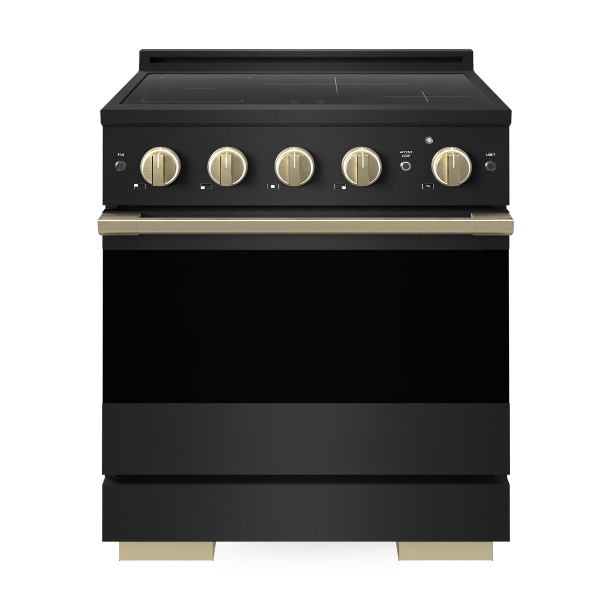 ZLINE Autograph 30-Inch Marino Induction Range in Black Stainless Steel with Champagne Bronze (MINRBZ-30-CB) - front view