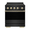 ZLINE Autograph Edition 30-Inch 4.2 Cu. Ft. Marino Induction Range 4 Element Cooktop and Electric Oven in Black Stainless and Champagne (MINRBZ-30-CB)