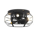 Parrot Uncle 12-Inch Flush Mount Low Profile Caged Small Ceiling Fan with Light and Remote Control