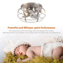 Parrot Uncle 12-Inch Flush Mount Low Profile Caged Small Ceiling Fan with Light and Remote Control