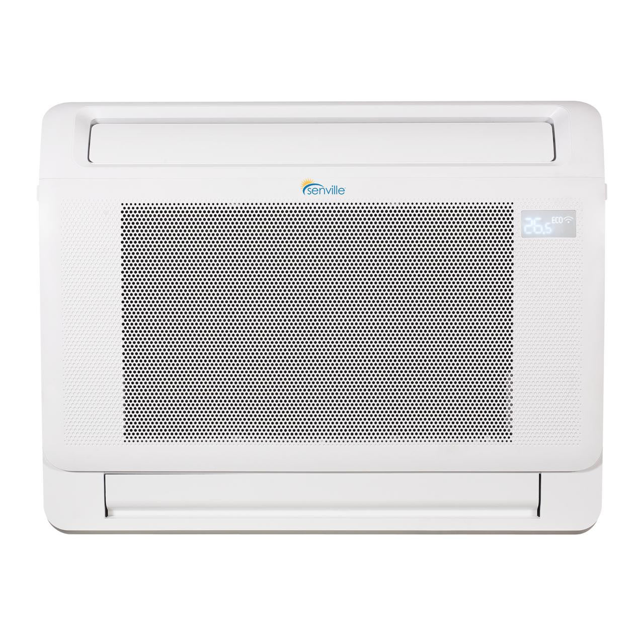 Senville multi-zone air handler, white wall/ceiling unit with front grille and display