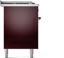 ILVE Nostalgie II 60-Inch Natural Gas Dual Fuel Range with 7 Burners, Griddle, & French Top with Triple Glass Door Oven in Burgundy with Bronze Trim (UP60FSNMPBUB)