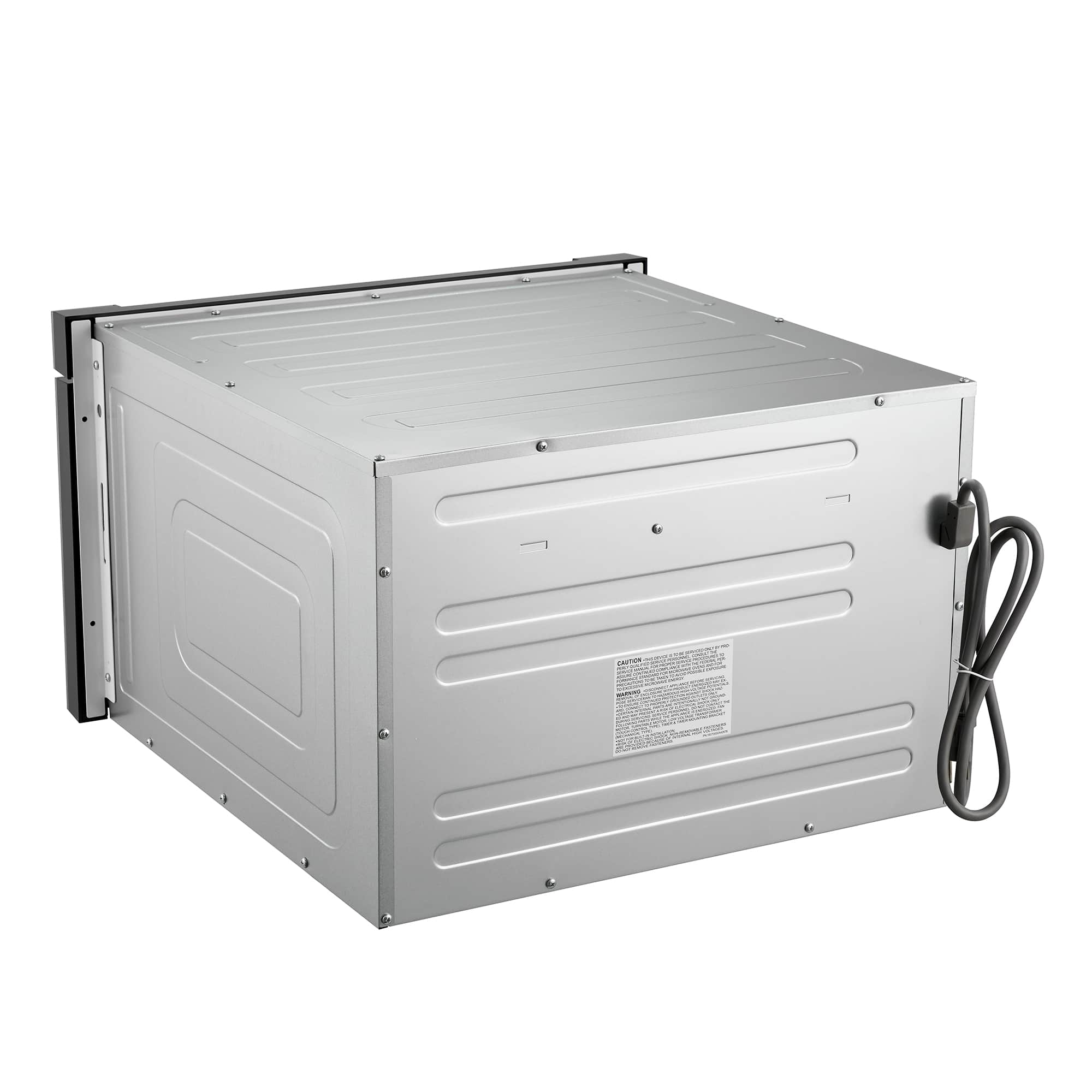 Stainless steel microwave drawer with front grille and side power cord