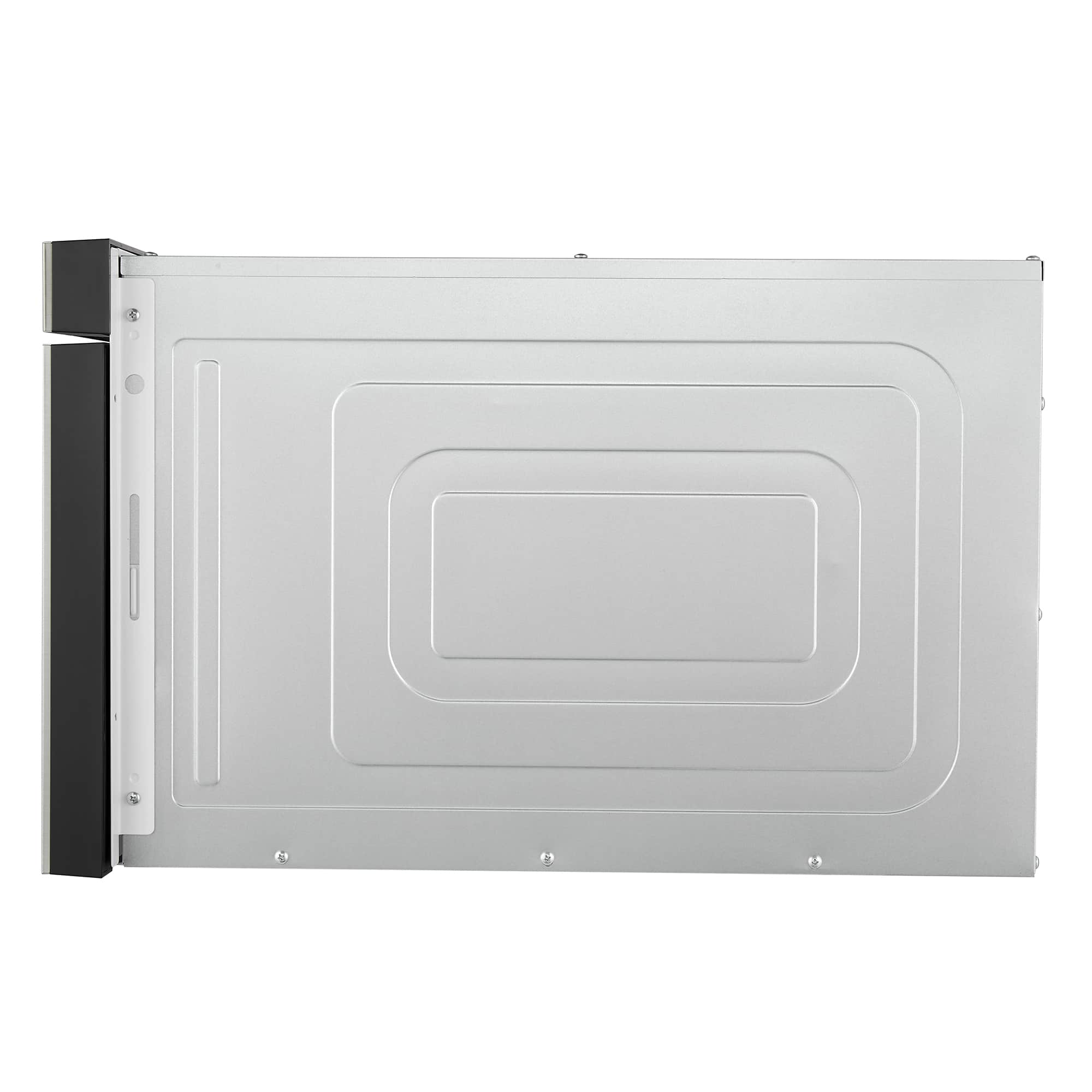 Built-in microwave drawer in stainless steel with recessed handle and front panel