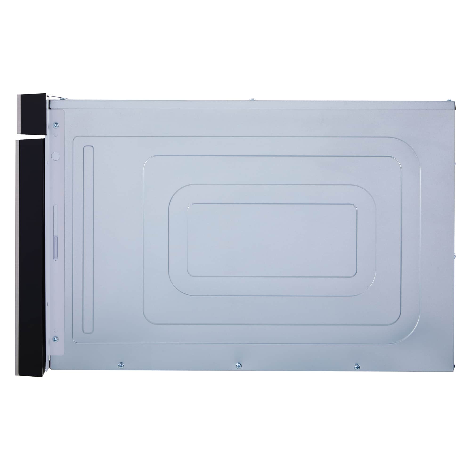 Microwave drawer rear panel in light stainless steel with molded surface lines