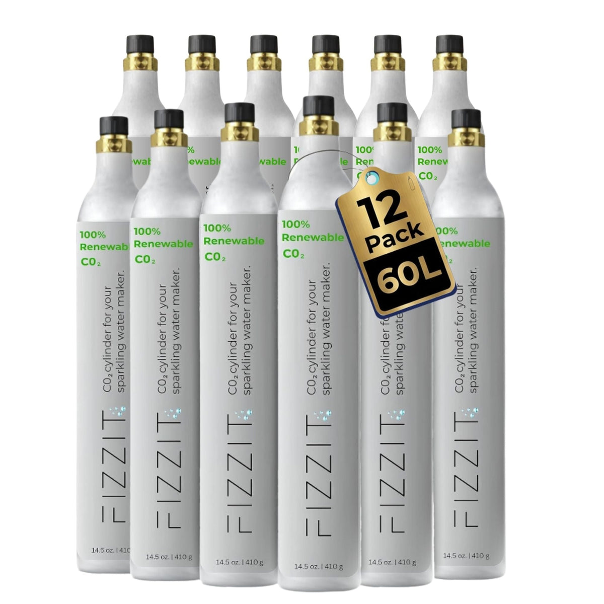 Fizzit 60L CO2 Cylinder Bulk Pack for Threaded Soda Makers