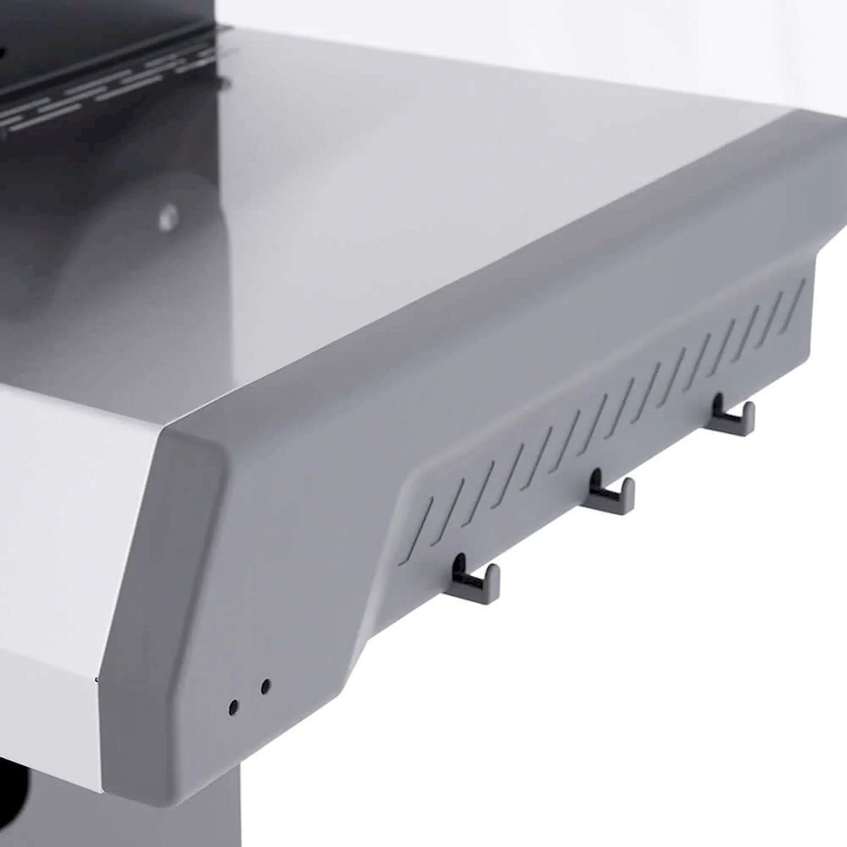 Stainless steel grill lid vent panel with evenly spaced air slots