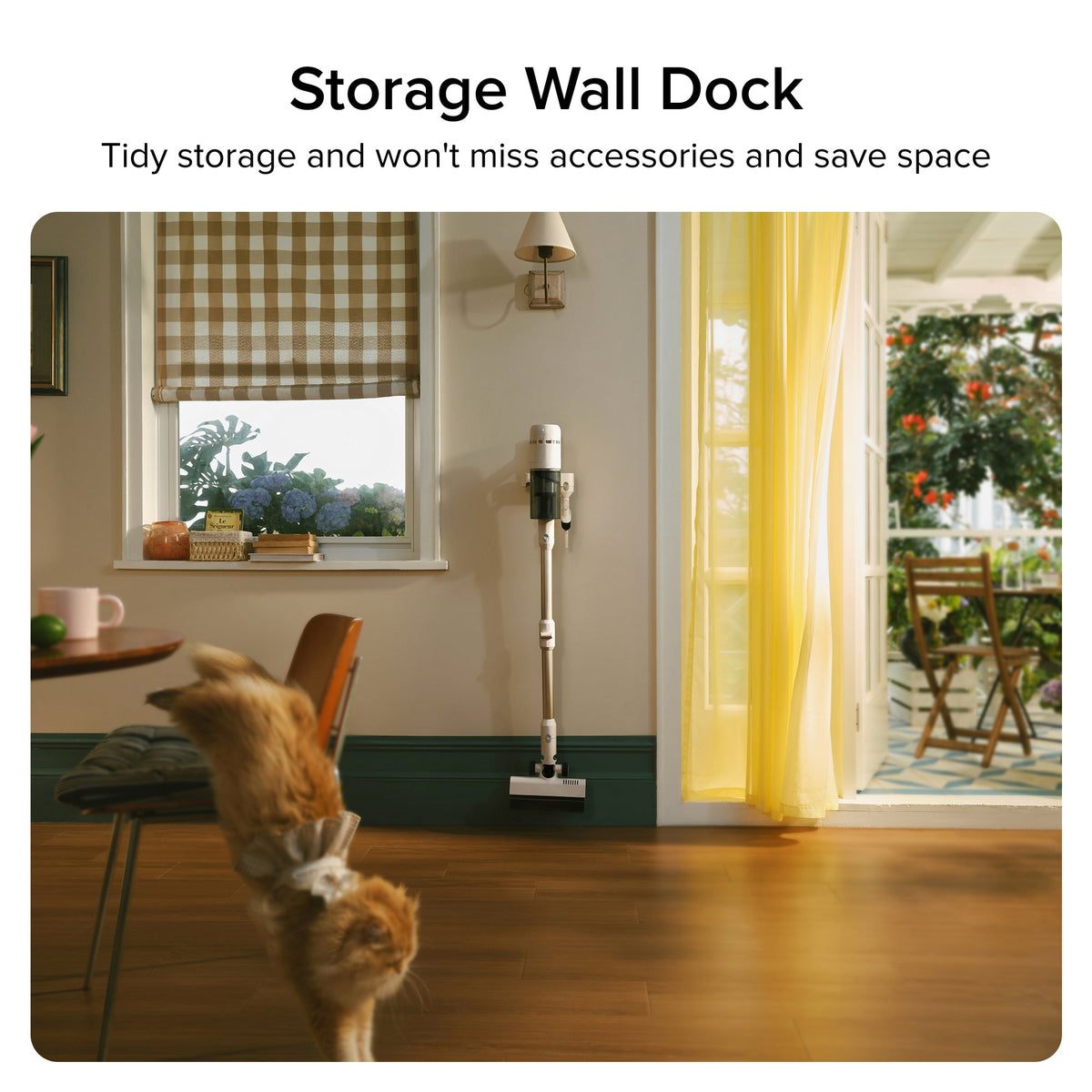 Wall dock for cordless vacuum storage and charging stand