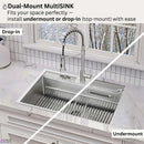 Forno Acqua 33-Inch Drop-In/Undermount MultiSINK Workstation Sink with Waterfall Faucet & Glass Rinser (E-XP30)
