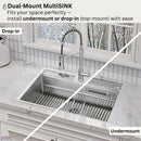 Forno Acqua 33-Inch Drop-In/Undermount 3-Level Workstation Sink with Faucet, Waterfall & Glass Rinser (D-WP30)