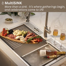 Forno Acqua 33-Inch Drop-In/Undermount 3-Level Workstation with Retractable Faucet & Glass Rinser (D-ZP30)