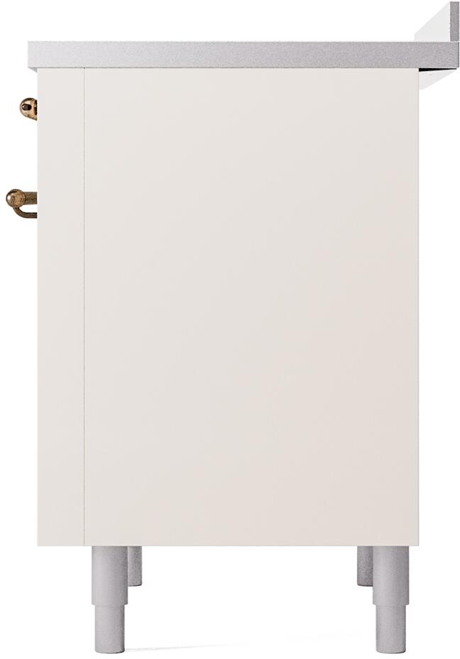 Antique white side panel and legs of a freestanding electric induction range