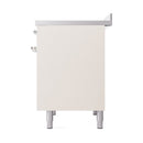 ILVE 40-Inch Nostalgie II Noblesse Induction Range with Solid Door Oven in Antique White with Chrome Trim (UNDI406QNMPAWC)