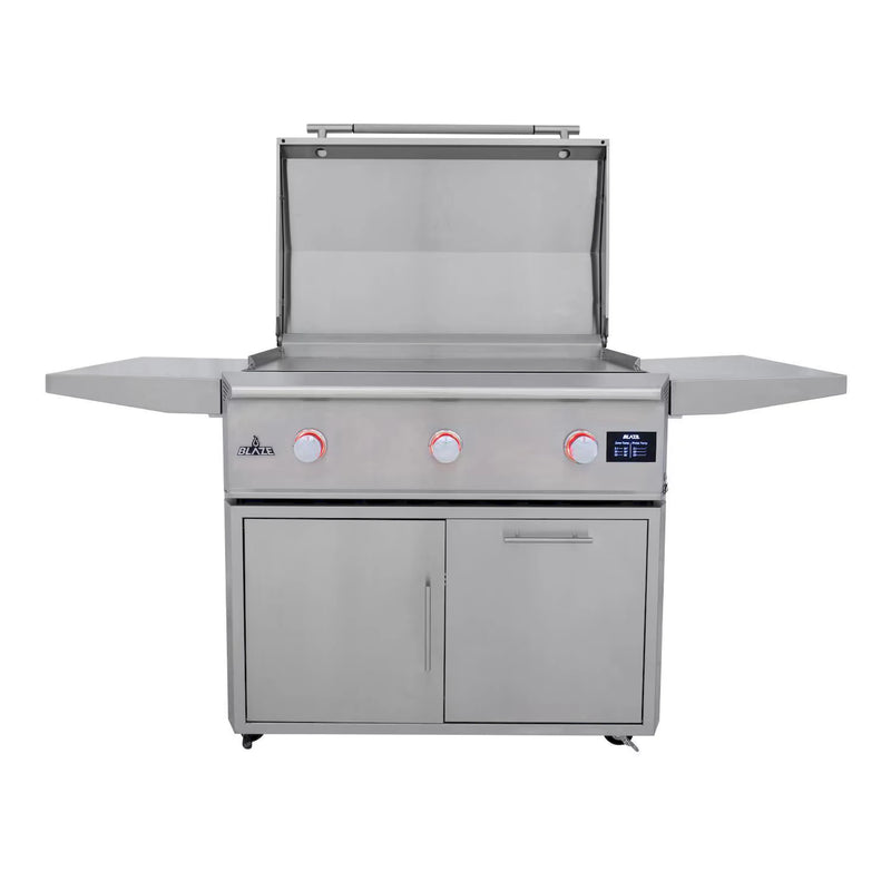 Blaze Grill Package - LTE Pro 40-Inch Propane Gas Griddle with Digital Temperature Screen and Lift-Assist Lid, and Grill Cart in Stainless Steel