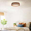 Parrot Uncle 16.5-Inch Traditional Brown Rattan Flush Mount Lighting with LED (A566501QE110V)