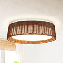 Parrot Uncle 16.5-Inch Traditional Brown Rattan Flush Mount Lighting with LED (A566501QE110V)