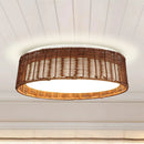 Parrot Uncle 16.5-Inch Traditional Brown Rattan Flush Mount Lighting with LED (A566501QE110V)