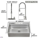 Forno Acqua 33-Inch Drop-In/Undermount 3-Level MultiSINK Workstation Sink with Waterfall Faucet & Glass Rinser (E-XP31)