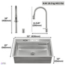 Forno Acqua 33-Inch Drop-In/Undermount 3 Level Workstation Sink with Faucet, Waterfall & Glass Rinser (E-ZP30)