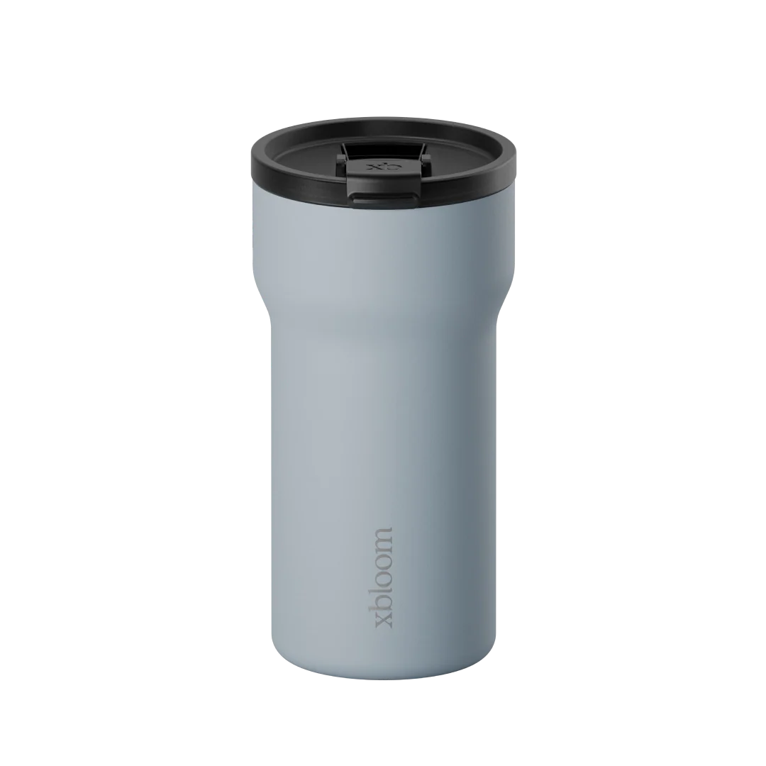 Glacier blue passenger tumbler with clear flip-top lid