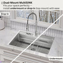 Forno Acqua 33-Inch Drop-In/Undermount 3-Level Workstation with Retractable Faucet & Glass Rinser (D-ZP30)