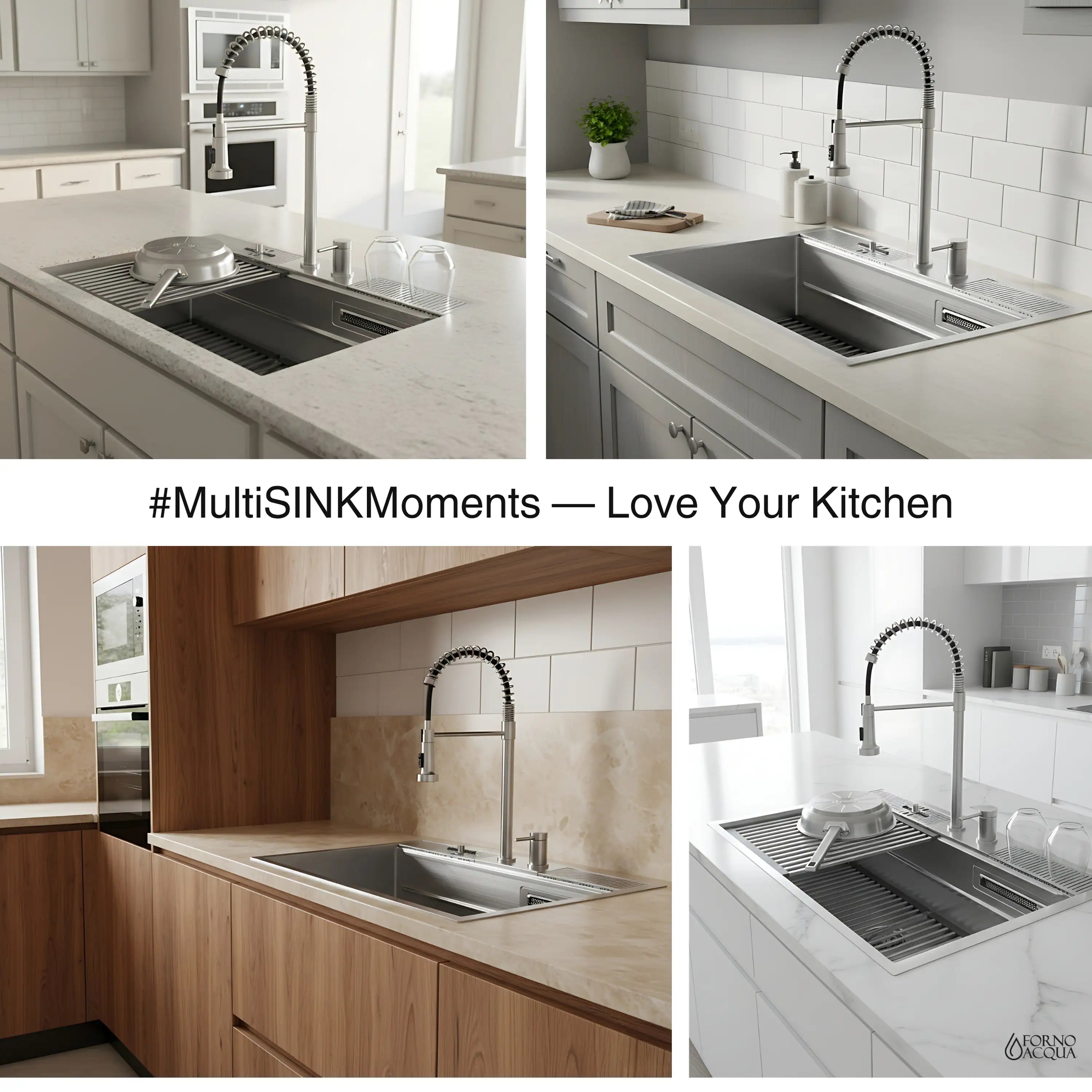 Stainless steel workstation sink with faucet and built-in drying stations, single basin