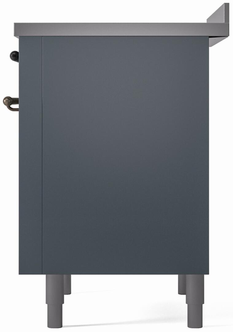 ILVE Nostalgie II 36-Inch Freestanding Electric Induction Range in Blue Grey with Bronze Trim (UPI366NMPBGB)