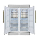 Forno 5-Piece Appliance Package - 36-Inch Galiano Dual Fuel Range, Wall Mount Range Hood, 60-Inch Refrigerator, Dishwasher, & 30-Inch Microwave Oven in White with Antique Brass Handle