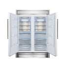 Forno 5-Piece Appliance Package - 48-Inch Dual Fuel Range, Wall Mount Range Hood, 60-Inch Refrigerator, Dishwasher, & 24-Inch Microwave Oven in White with Antique Brass Handle