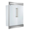 Forno 4-Piece Appliance Package - 36-Inch Dual Fuel Range, 60-Inch Refrigerator, Dishwasher, & 30-Inch Microwave Oven in White with Antique Brass Handle