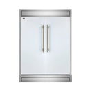 Forno 4-Piece Appliance Package - 48-Inch Gas Range, Wall Mount Range Hood, 60-Inch Refrigerator, Dishwasher in White with Antique Brass Handle