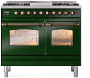 ILVE Nostalgie II 40-Inch Dual Fuel Freestanding Range in Emerald Green with Bronze Trim (UPD40FNMPEGBLP)
