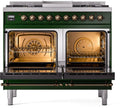 ILVE Nostalgie II 40-Inch Freestanding Natural Gas Dual Fuel Range in Emerald Green with Bronze Trim (UPD40FNMPEGB)