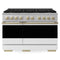 ZLINE Autograph Edition 48-Inch 6.7 Cu. Ft. Marino Gas Range with 8 Burner DuoPro Cooktop and Dual Ovens with White Matte Doors and Champagne Bronze Accents (PMGRZ-WM-48-CB)