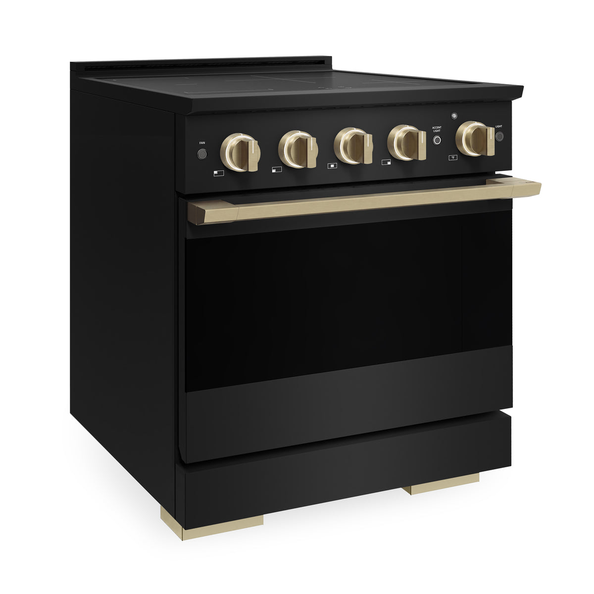 ZLINE Autograph 30-Inch Marino Induction Range in Black Stainless Steel with Champagne Bronze (MINRBZ-30-CB) - side view
