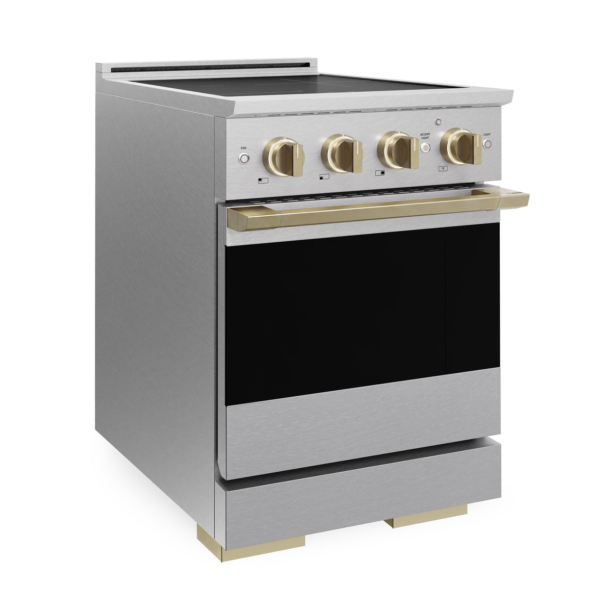 ZLINE Autograph 24-Inch Marino Induction Range in Satin Stainless Steel with Champagne Bronze (MINRSZ-24-CB) - side view