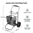 Giraffe Tools Heavy Duty Stainless Steel Garden Hose Reel Cart 2 Wheels (SW-8CUS)